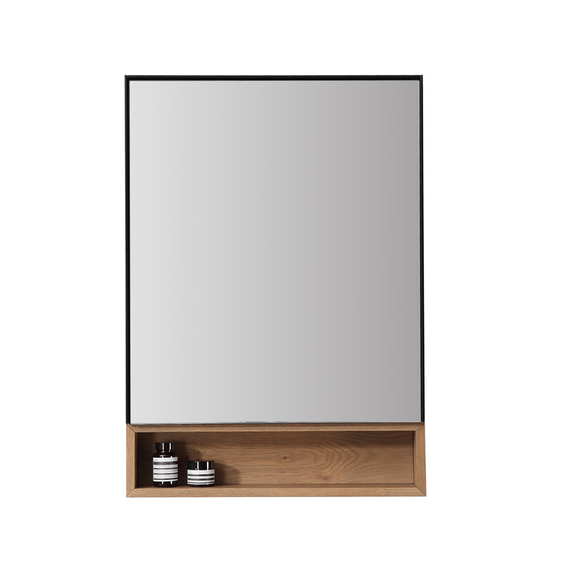 Bergen 24" Medicine Cabinet, Matte Black/Pecan Oak