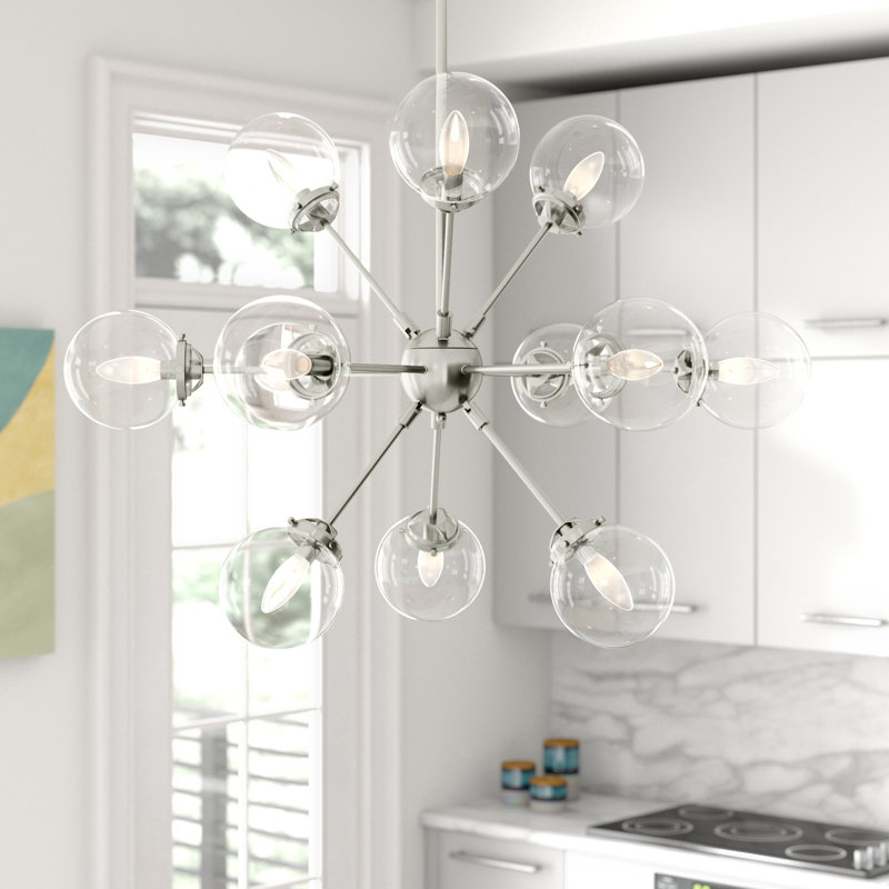 Orrhaen 12-Light Chandelier with Oversized Globe Bulbs, Silver