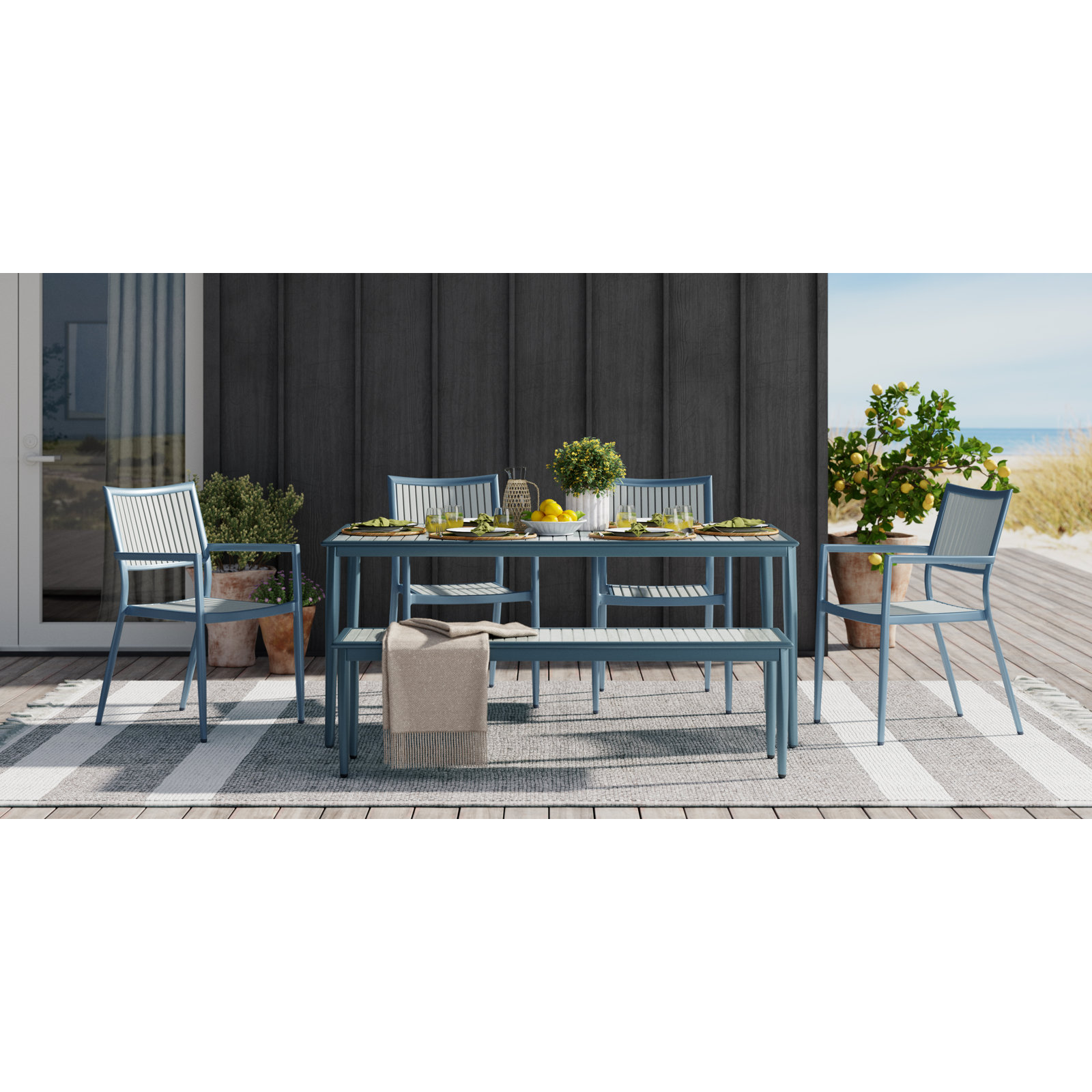 Limetta 17" Picnic Bench, 17.5" H x 60" W x 16.75" D