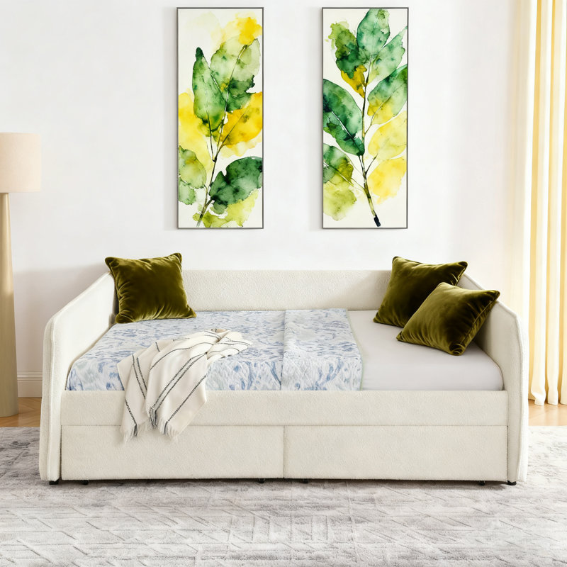 Tufted Queen Daybed With Trundle And Two Storage Drawers