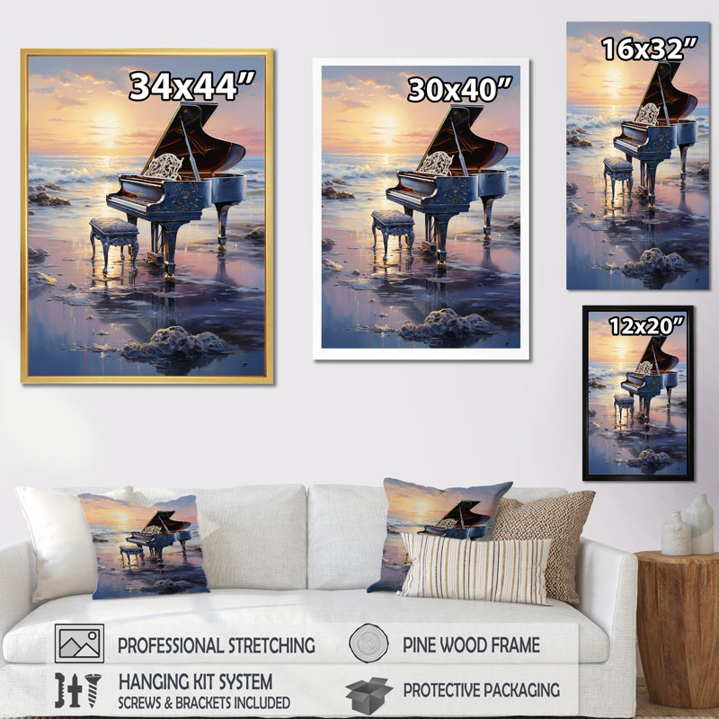 Piano Oceans Orchester II, Cadre flottant noir, 44" H x 34" W