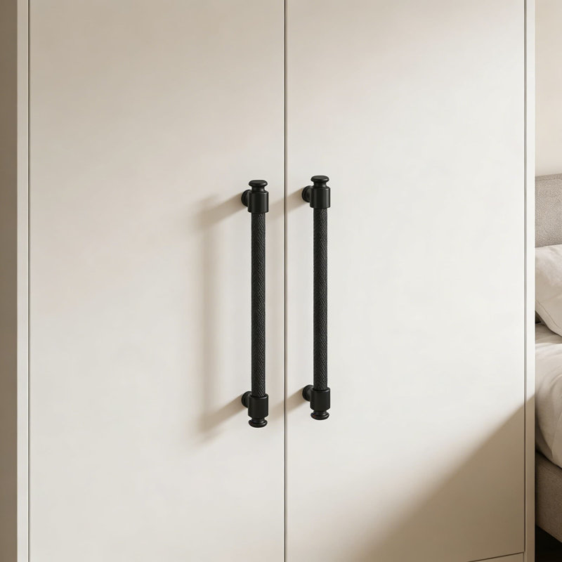 Poignées et poignées d'armoire noir mat - Quincaillerie d'armoire de cuisine robuste avec trou central de 12-3 / 5 po, trousse d'installation complète incluse