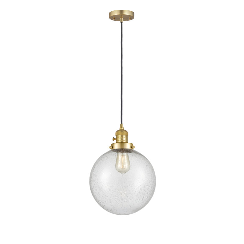 Luminaire suspendu sphère 1 lumière Lorri, H 13,63 po x l 10 po x P 10 po, Ampoule non incluse, Or satiné