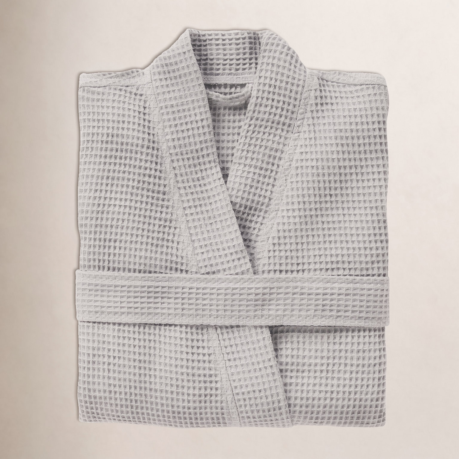 Pebbled Terry Organic Waffle Robe, XSmall/Small, Fog
