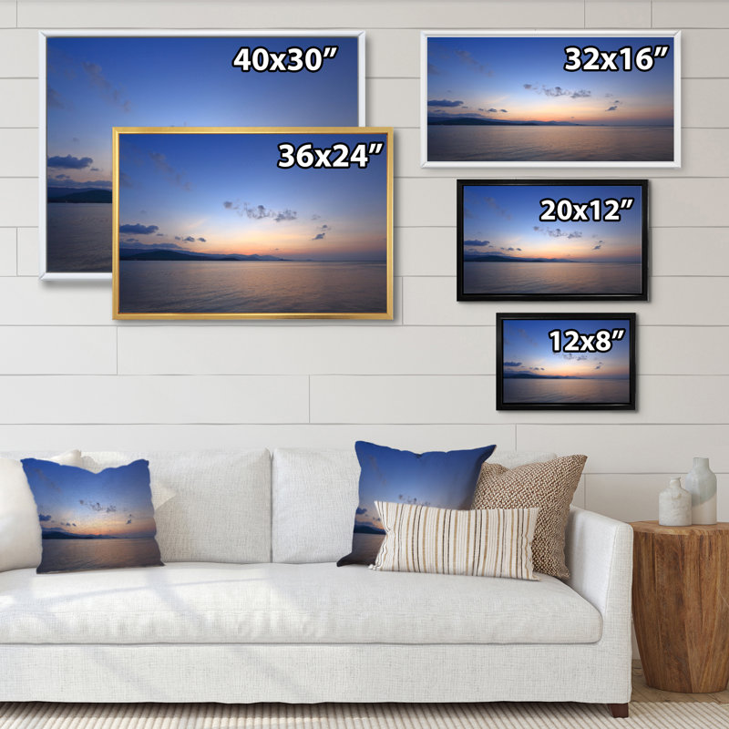 «Beach Sunrise With Dramatic Sky III», reproduction sur toile, H 12 po x l 20 po x P 1 po, Cadre flottant blanc