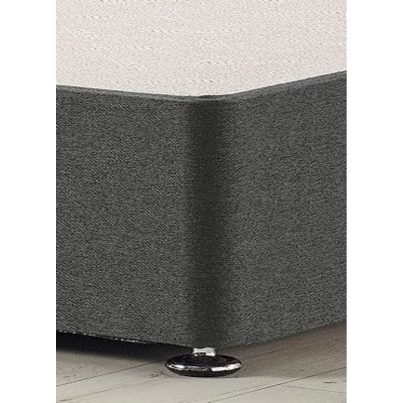 Faydra Tweed Fabric Solid Top Divan Bed Frame No Headboard, Charcoal, No Drawer, Small Double (4')