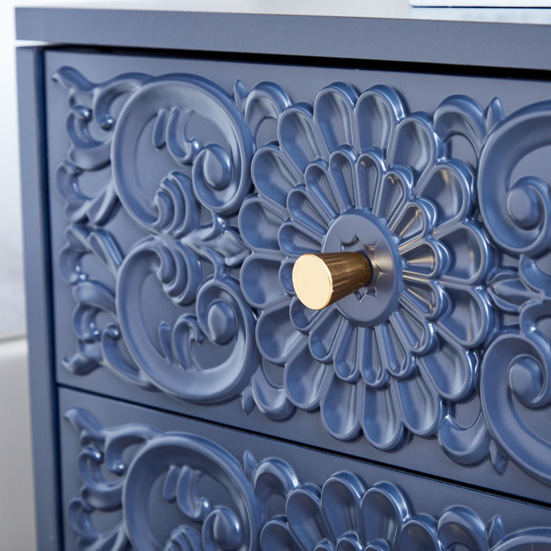 18.14'' Tall 2 Drawer Farmhouse Nightstands, Blue