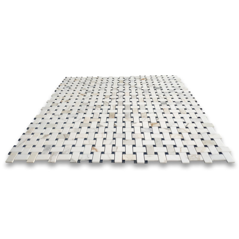 Calacatta 12" x 12" Marble Mosaic Tile, White/Gray