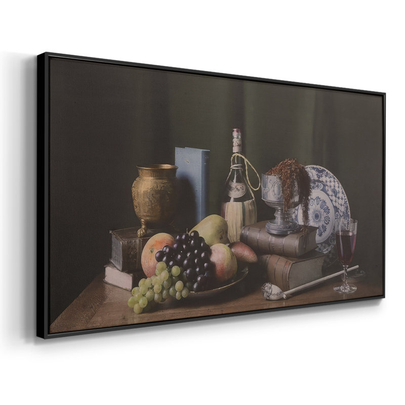 Moody Still Life VI - Toile tendue avec châssis tendue, prête à être accrochée, Noir, H 21 po x l 41 po