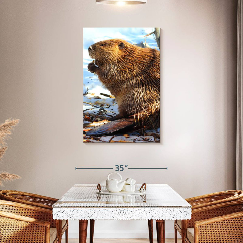 Brampt Beaver In Winter, 45" H x 30" W