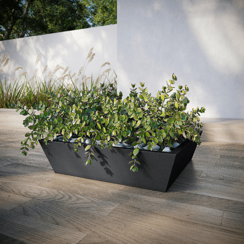 Newport Shallow Concrete Planter , Dark Gray, 6" H x 24" W x 24" D