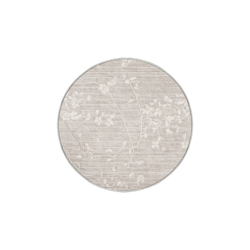 Machine Washable Beige Area Rug, Round 5'