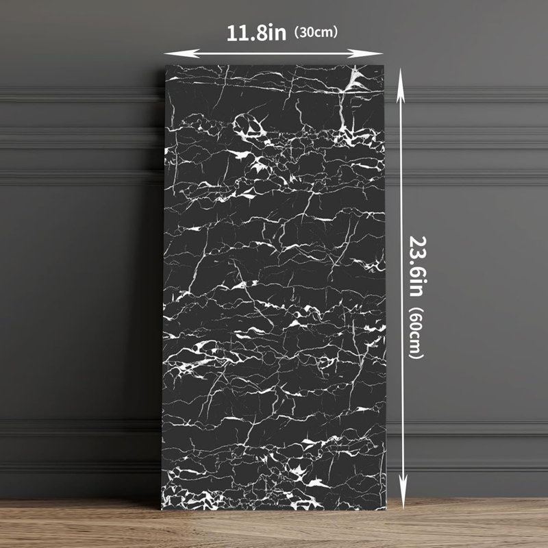 6 pièces de panneaux muraux de salle de bain imperméables à l'eau avec dosseret et dosseret - tuile de cuisine 12 x 24 (veines marbre blanc)