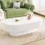 Table basse moderne ovale de style tambour cannelé avec plateau épais et base robuste-130122388