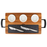 Viking 7pc Acacia Wood Slate Cheese Board/Charcuterie Set