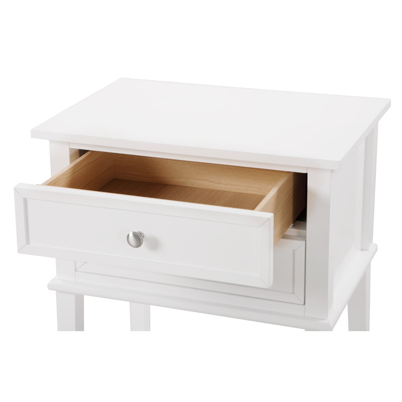 Table de chevet 2 tiroirs Newton, blanc, Blanc