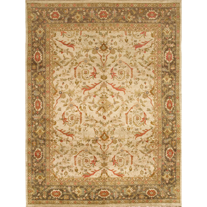 Wool Oriental Area Rug in Brown/Beige/Red, Rectangle 6' x 9'