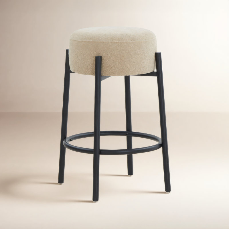 Tabouret Colombe, Tabouret de comptoir (siège d'une hauteur de 26,3, Boucle-brun clair
