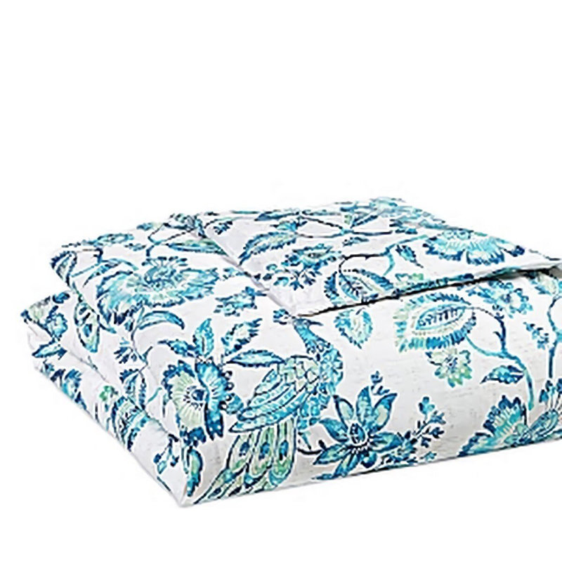 Ensemble de housse de couette 100% coton bleu / blanc / vert 3 pièces