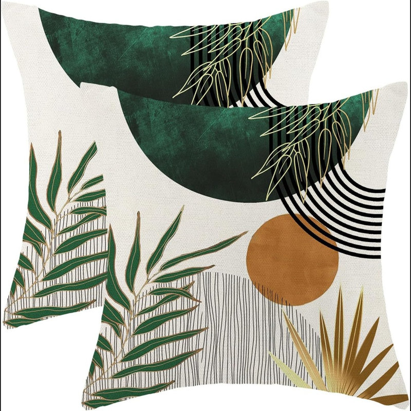 Green Gold Throw Pillow Covers