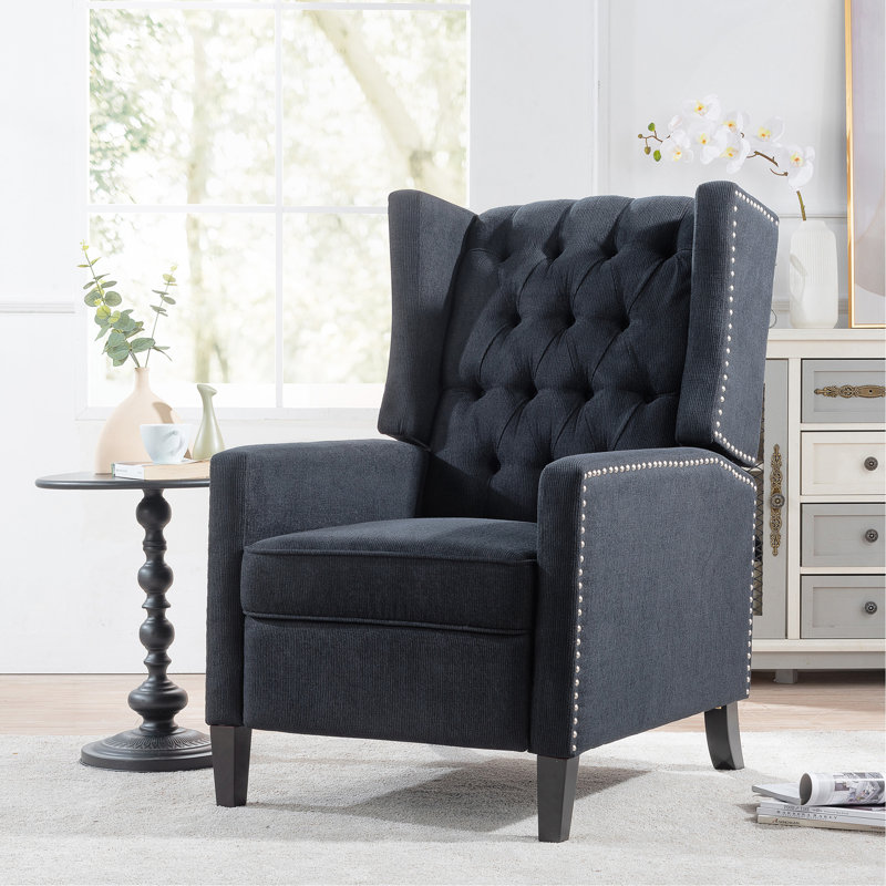 27. Fauteuil inclinable manuel de 16 po de large, Tissu noir
