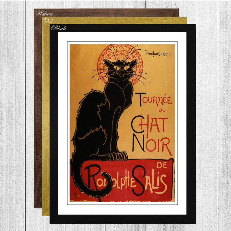 Chat Noir Cat by Theophile Steinlen - Framed Print, Black