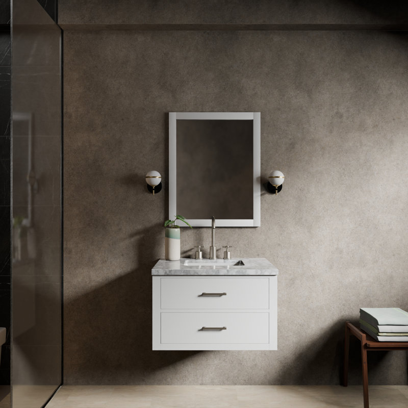 Meuble-lavabo simple bleu l 30 po x P 22 po Castor, Blanc