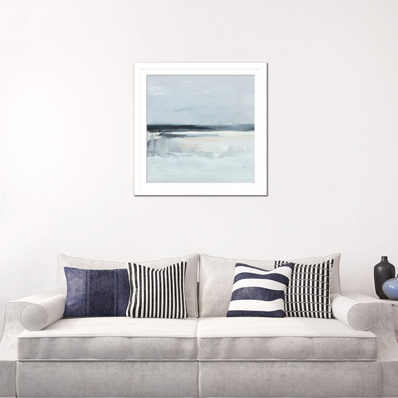 Inky Coastline I - reproduction d'art murale - papier d'art encadré, H 24 po x l 24 po, Blanc