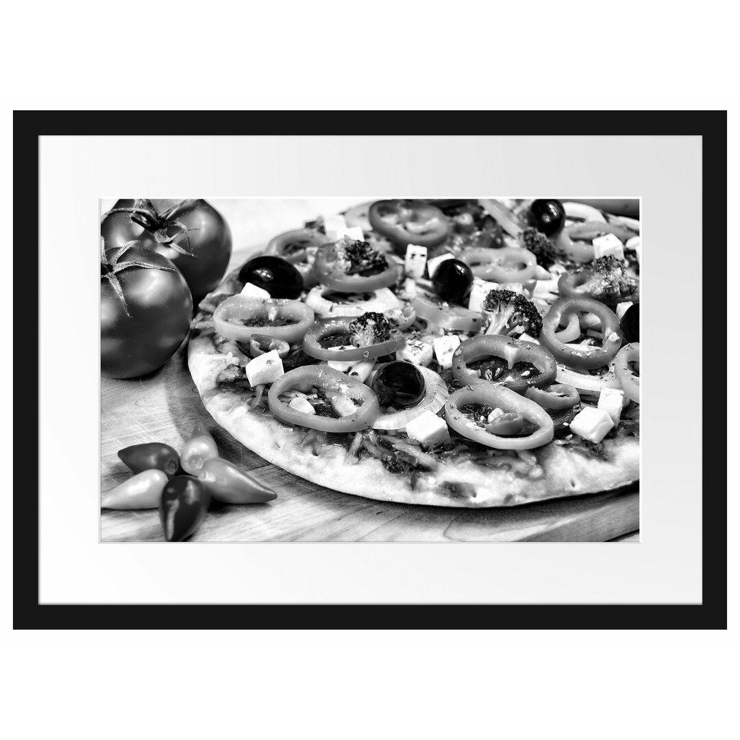 Gerahmtes Poster Pizza Salami Italien Italy