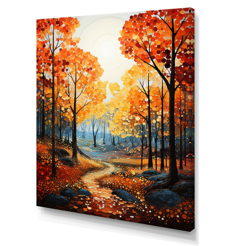 «Bold Yellow Forest Giants Pointillism I», art mural sur toile, H 40 po x l 30 po x P 1,5 po, Toile tendue