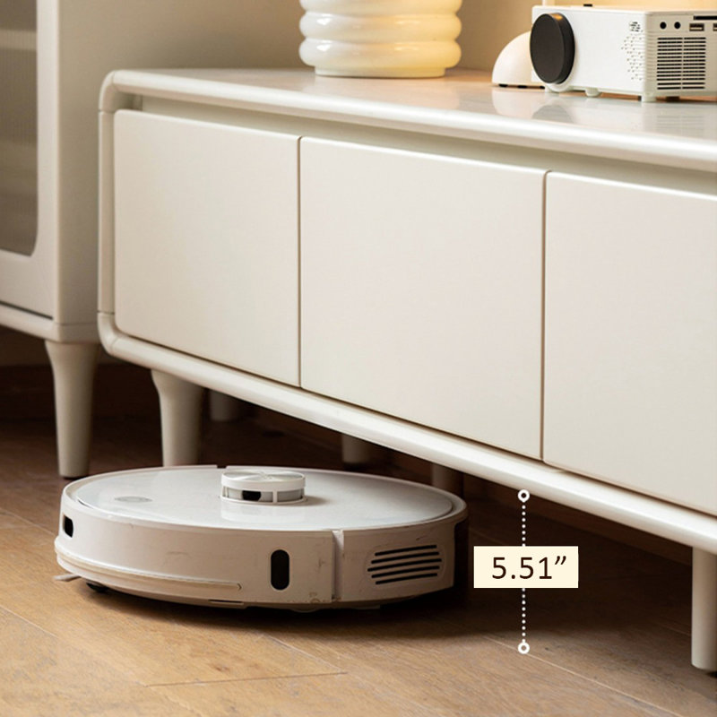 Meuble télé moderne en bois massif beige, H 16,54 po x L 94,49 po x l 15,75 po
