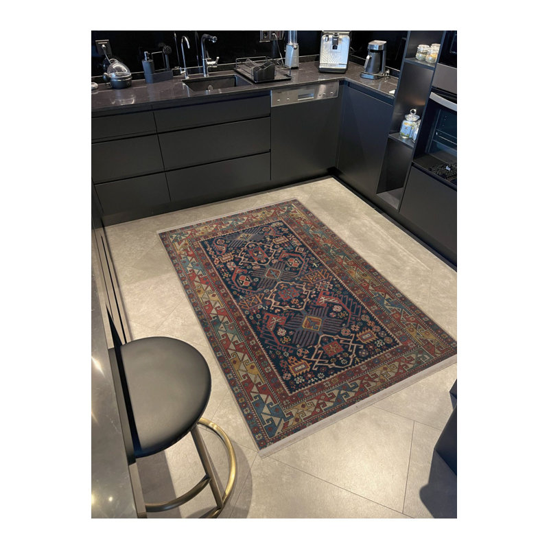 Tapis décoratif lavable à la machine multicolore, Rectangle 3 pi 3 po x 4 pi 11 po