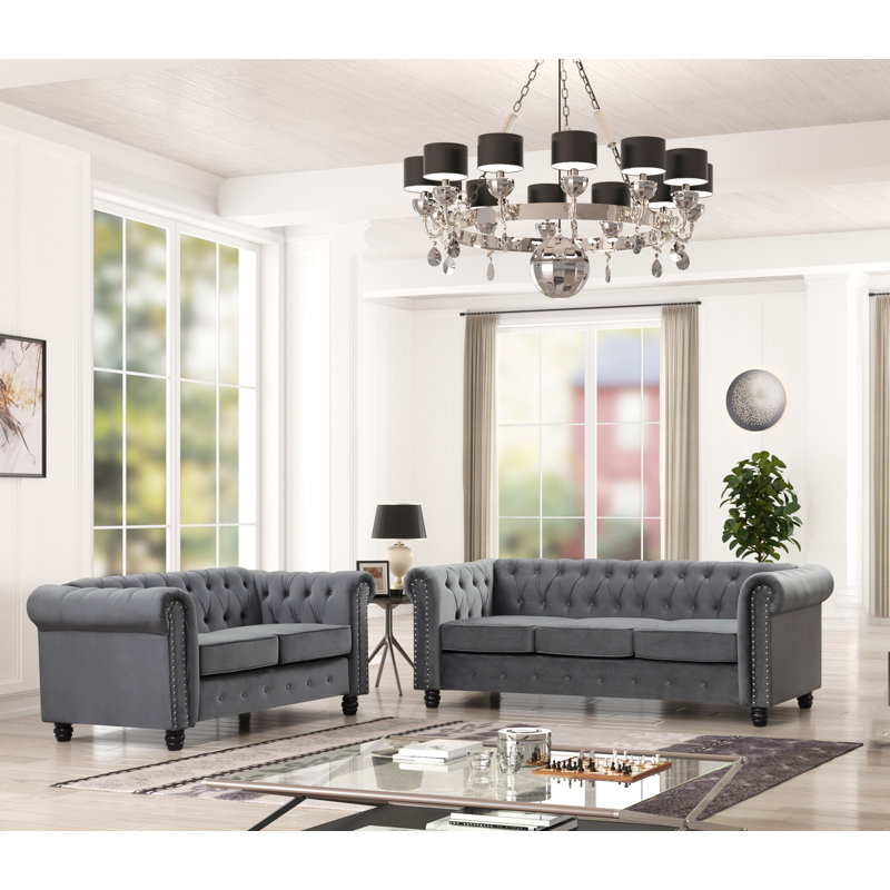 Leite 2 - Piece Living Room Set, Dark Gray