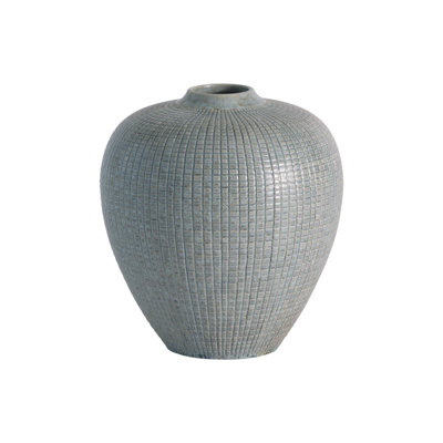 Mini Check Bulbous Vase-Reactive Silver Blue