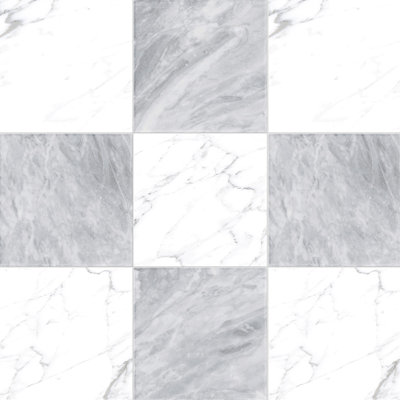 Tavari Checkerboard 10X10 Carrara And Bardiglio