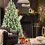 Arbre de Noël 9 pi avec 122 branches de pin, 2518 pointes, branches mixtes et à aiguilles dures, structure à charnières pour une installation facile, support en métal