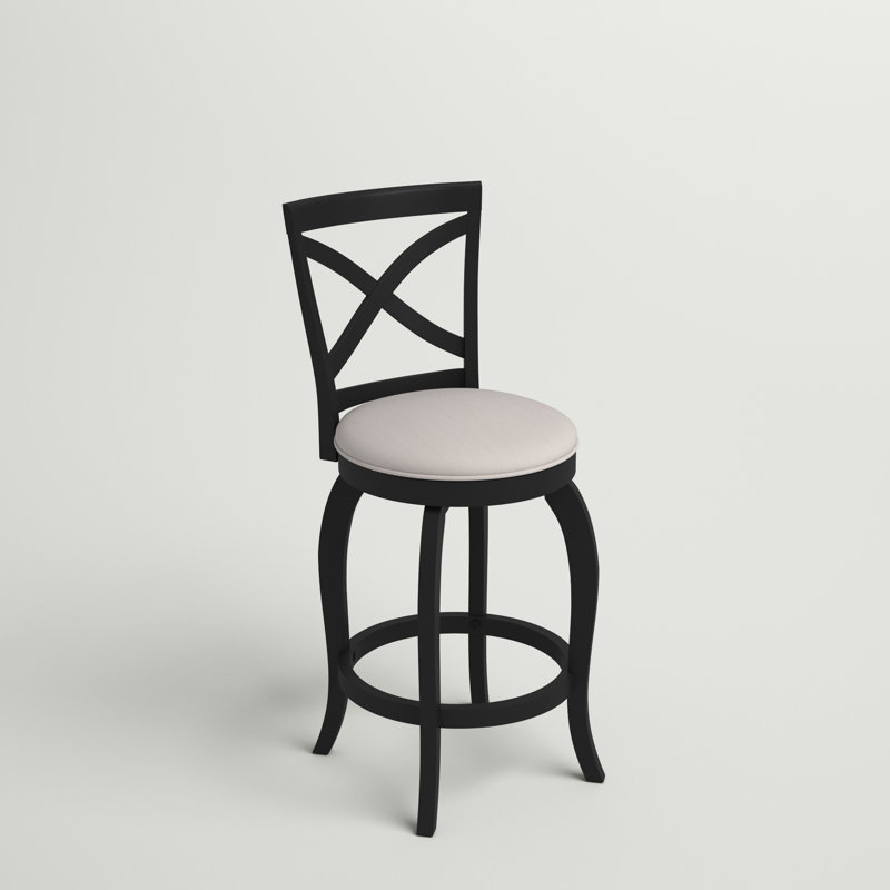 Brumback Swivel Upholstered Stool, Black, Counter Stool (25.25" Seat Height)