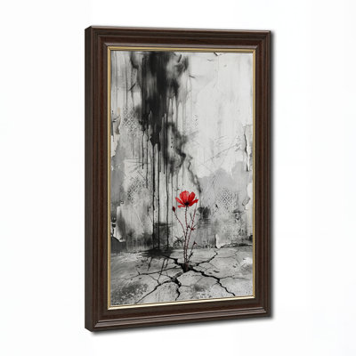 Tableau sur toile « Coquelicot rouge poussant sur du béton fissuré »