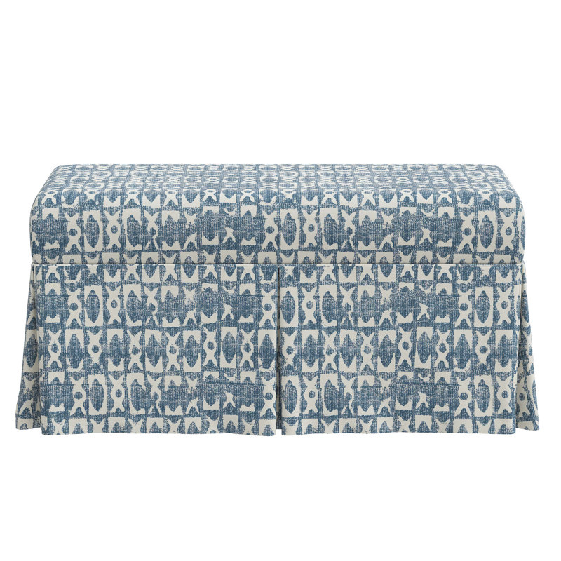 Banc de rangement rembourré Wyatt, Blocs texturés bleus