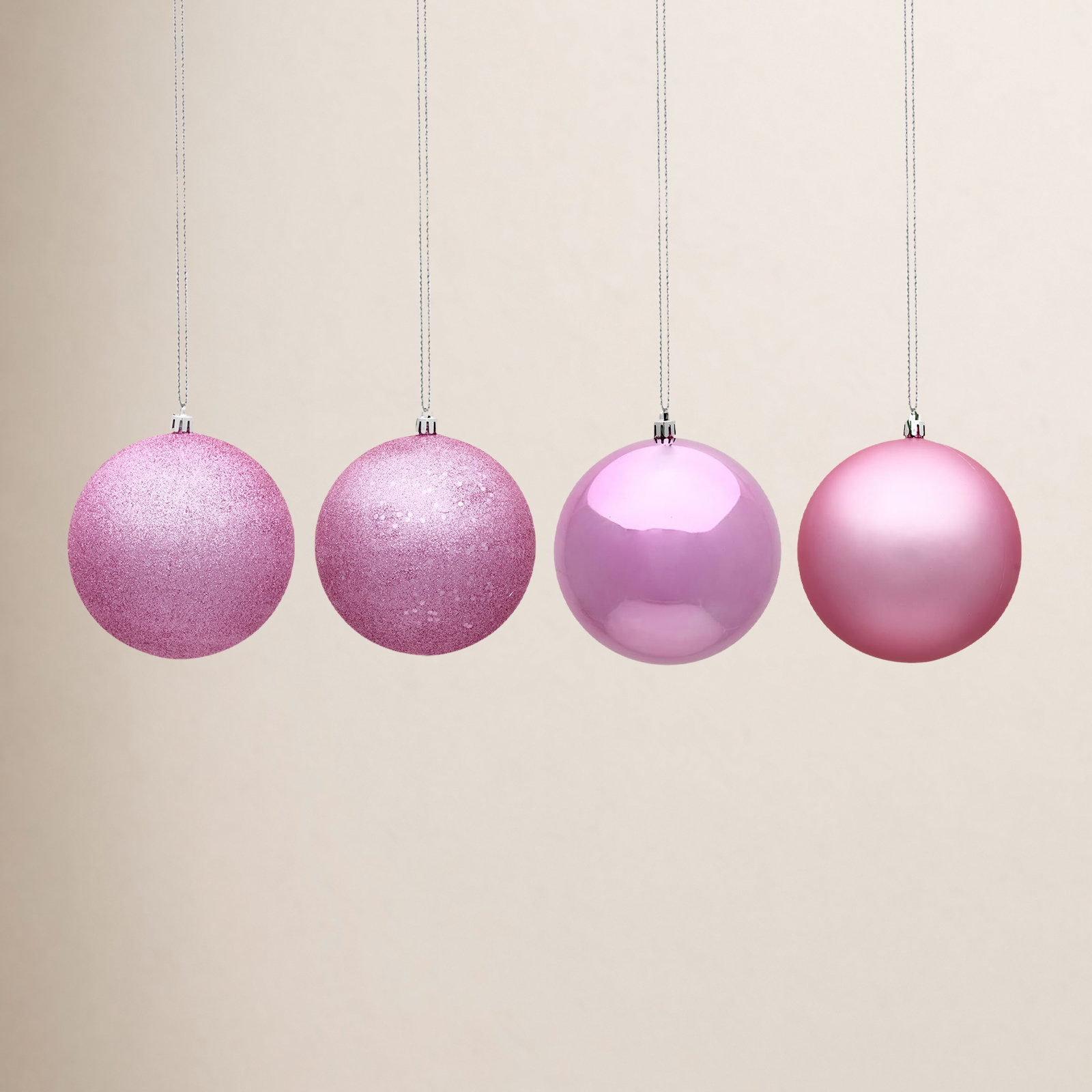 Holiday Décor Ball Ornament, 4" H x 4" W x 4" D, Pink