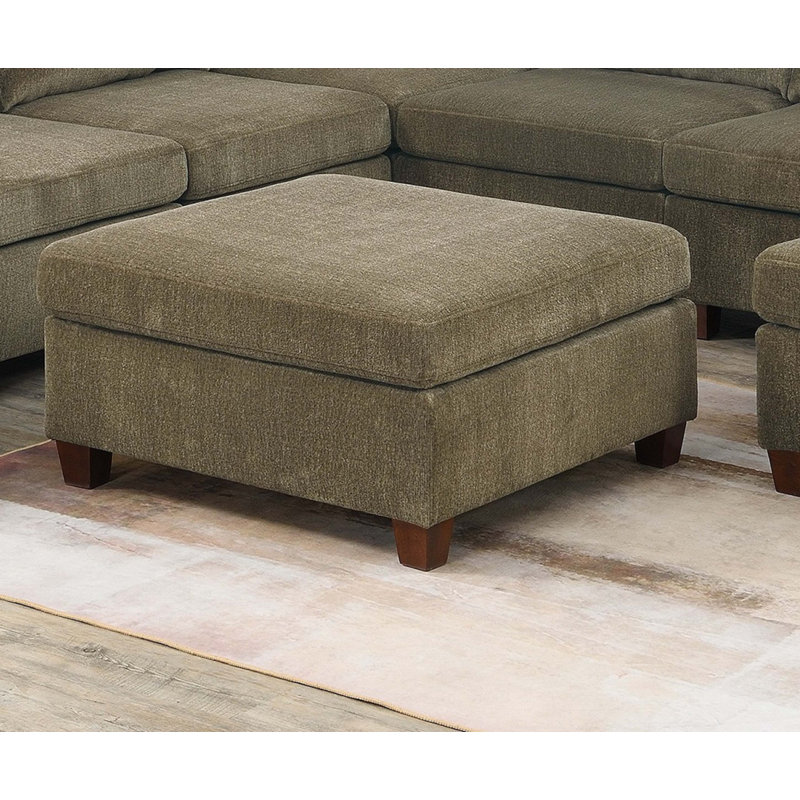 Mobilier de salon contemporain modulaire en coin en tissu de chenille de couleur brun clair 1pc OTTOMAN