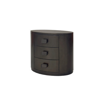Table de chevet ovale 3 tiroirs, finition en placage d'eucalyptus moderne, bois massif noir +, tiroir à fermeture silencieuse et silencieuse, plateau doublé en feutre pour bijoux, charge, profondeur 28 po, largeur 18 po, hauteur 26 po, élégance 79,5 lb