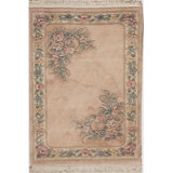 Wool Floral Area Rug in Brown