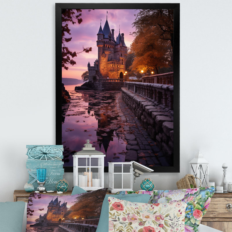Balas Castles Dusk Serenade II, reproduction d'art sur toile, H 20 po x l 12 po x P 1 po, Cadre photo noir