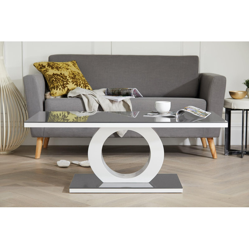Reculver Unique Halo High Gloss Coffee Table - Modern Design Living Room Table, Grey