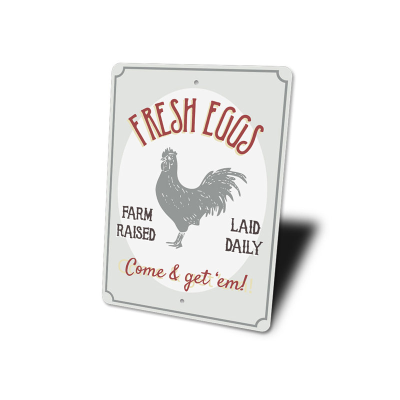 Signe «Fresh Farm Raised Eggs», H 14 po x l 10 po x P 0,04 po