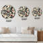 Horloge murale rétro à motif géométrique bleu orange et noir-907187528