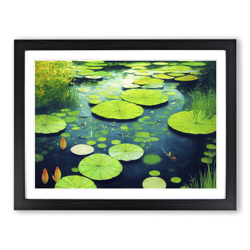 Impactful Pond - Single Picture Frame Print, Black, 46cm H x 64cm W x 2cm D