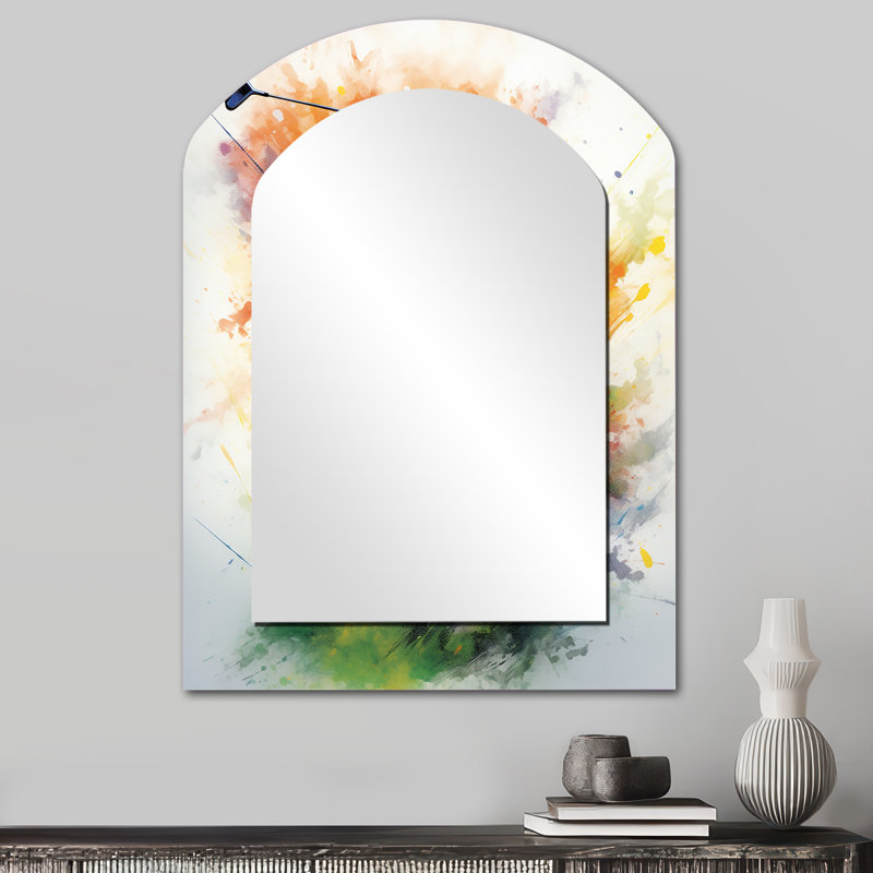 Golf Dynamic Drives I - grand miroir en forme d'arche de golf, décor de miroir mural asymétrique moderne, impression d'art en métal