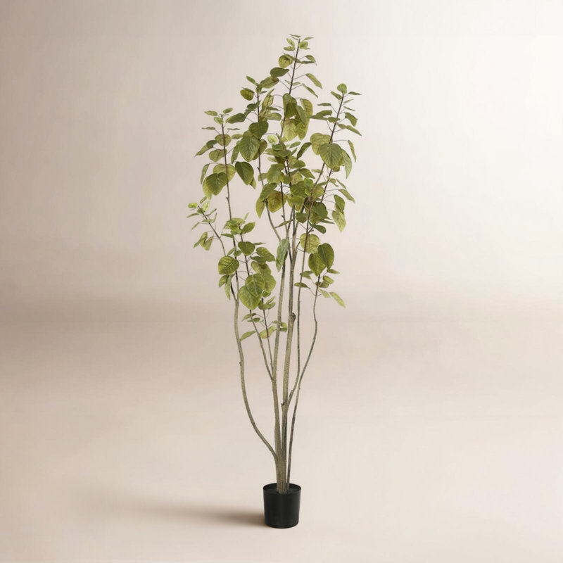 Cotinus Coggygria artificiel en pot vert, H 72 po x l 29 po x P 29 po